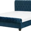 Beliani AVALLON - Slatted Bed - Blauw - Fluweel (4260624114750)