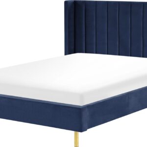 Beliani VILLETTE - Slatted Bed - Blauw - Fluweel (4251682289252)