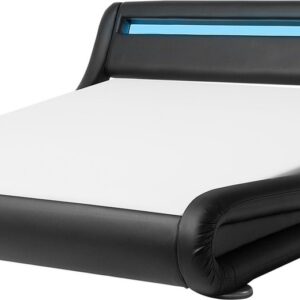 Beliani AVIGNON - Bed with LED - Zwart - Kunstleer (4260586352191)