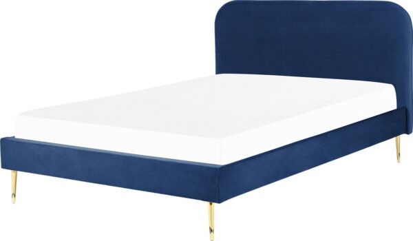 Beliani FLAYAT - Slatted Bed - Blauw - Fluweel (4251682290371)