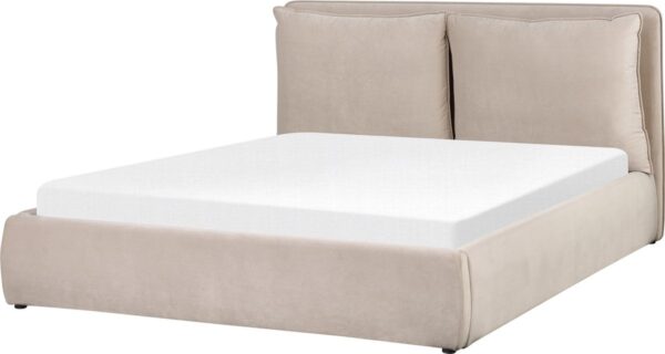BAJONNA - Bed met opbergruimte - Beige - 160 x 200 cm - Fluweel (4255664831163)