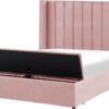 Beliani NOYERS - Bed met opbergruimte - Roze - Fluweel (4251682290999)