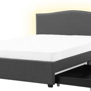 MONTPELLIER - Bed opbergruimte LED - Grijs - 160 x 200 cm - Polyester (4260624113562)