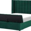 NOYERS - Bed met opbergruimte - Groen - 160 x 200 cm - Fluweel (4251682291071)