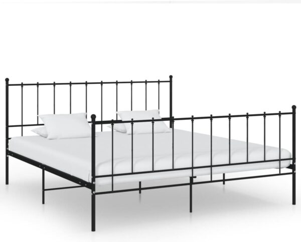 The Living Store Bedframe metaal zwart 200x200 cm - Bedframe - Bedframes - Tweepersoonsbed - Tweepersoonsbedden - Bed - Bedden - Bedombouw - Bedombouwen - Frame - Frames - Slaapmeubel (8720679960499)