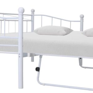 The Living Store Bedframe staal wit 180x200/90x200 cm - Bed (8721031089322)