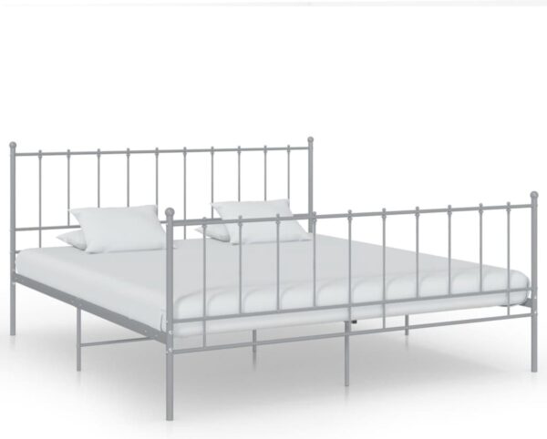 The Living Store Bedframe - tweepersoons - metaal - grijs - 206 x 145 x 99 cm - geschikt voor 140 x 200 cm matras - montage vereist (8721031062820)