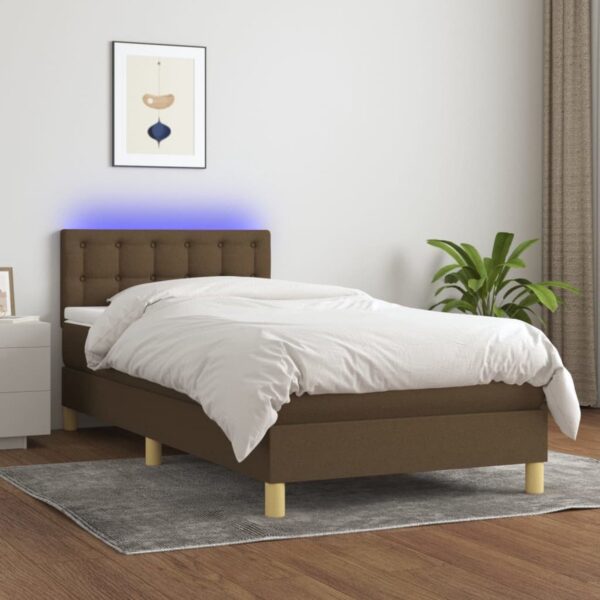 The Living Store Boxspring met matras en LED stof donkerbruin 80x200 cm - Boxspring - Boxsprings - Bed - Slaapmeubel - Boxspringbed - Boxspring Bed - Tweepersoonsbed - Bed Met Matras - Bedframe - Ledikant - Bed Met LED (8721031024620)