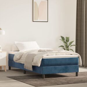 The Living Store Boxspring met matras fluweel donkerblauw 90x200 cm - Bed (8721031009368)