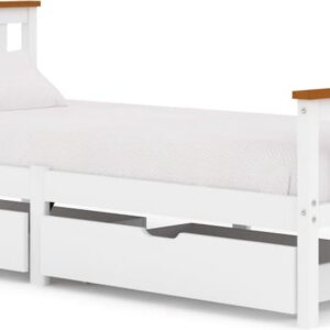 The Living Store Houten Bed - Bedframe - Afmetingen- 208 x 98 x 82 cm - Kenen- massief grenenhout - eikenhout - multiplex - geschikt voor matras van 90 x 200 cm (8720679944017)