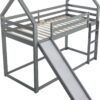 Merax Stapelbed 90 x 200 cm - Hoogslaper met Glijbaan en Ladder - Bed voor Kinderen - Grijs (7412862306757)