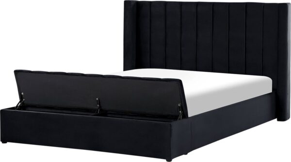 NOYERS - Bed met opbergruimte - Zwart - 180 x 200 cm - Fluweel (4251682291057)