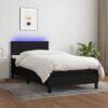 The Living Store Boxspring Bed - 203 x 90 cm - met LED-verlichting - verstelbaar hoofdbord - pocketvering matras en huidvriendelijk topmatras - Zwart/wit LED-strip inbegrepen (8721031092902)