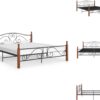 vidaXL Metalen Bedframe - Donkereikenhout - 210 x 207 x 90 cm - Zwart - Bed (8721032832156)