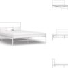 vidaXL Metalen Tweepersoonsbed - 209 x 147 x 84 cm - Wit - Geschikt voor matras van 200 x 140 cm - Kras- en slagvast - Bed (8721032650088)