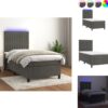 vidaXL Bed - xxx - Boxspring - 203 x 90 x 118/128 cm - Donkergrijs Fluweel met LED - Bed (8721096768422)