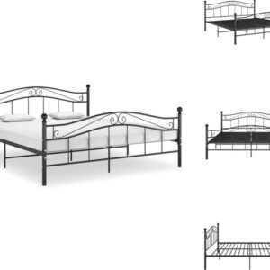 vidaXL Bedframe - Tweepersoonsbed - Metaal - 209 x 167 x 92.5 cm - Zwart - Bed (8721032754496)