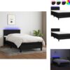 vidaXL Boxspring Bed - 203 x 90 cm - met LED-verlichting - verstelbaar hoofdbord - pocketvering matras en huidvriendelijk topmatras - Zwart/wit LED-strip inbegrepen - Bed (8721032806751)