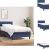 vidaXL Boxspringbed - Pocketvering - Middelharde ondersteuning - 90 x 200 cm - Blauw - Hoogte verstelbaar hoofdbord - Inclusief matras en topmatras - Bed (8721032651702)