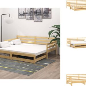 vidaXL Houten Slaapbank - Massief grenenhout - 203 x 183 x 69 cm - Geschikt voor matras 90 x 200 cm - Inclusief 2 bedlades - Bed (8721032696925)
