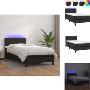 vidaXL bedstoel - zwart - boxspringmatras - verstelbaar hoofdbord - LED-verlichting - pocketvering matras - huidvriendelijk topmatras - Bed (8721032744404)