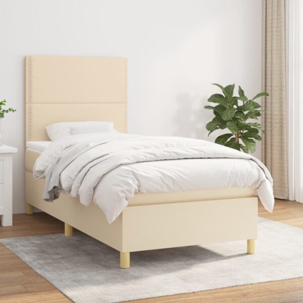 The Living Store Boxspringbed - Comfort Collection - Bed - 203 x 90 x 118/128 cm - Crème (8720679956270)