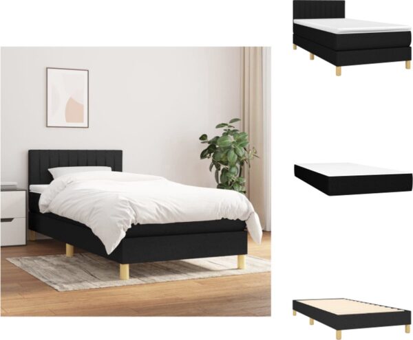 vidaXL Boxspringbed - Comfort - Bed - 203 x 90 x 78/88 cm - Zwart stof (100% polyester) - Pocketvering matras - Middelharde ondersteuning - Huidvriendelijk topmatras - Bed (8721032654550)