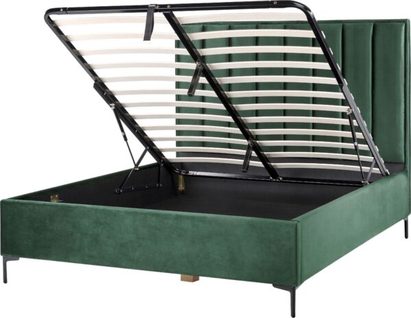 SEZANNE - Bed met opbergruimte - Donkergroen - 160 x 200 cm - Fluweel (4255664849922)